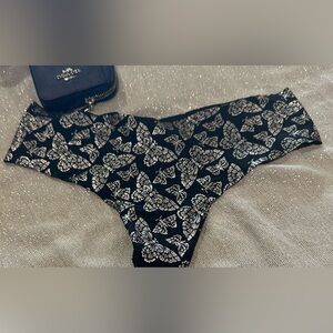 Victoria's Secret Black and Gold Floral Thong